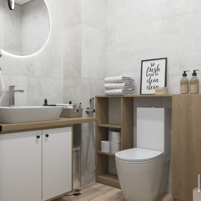 ინტერიერის დიზაინი საპირფარეშო 2. კაფელის დაგება და მეტლახის დაგება